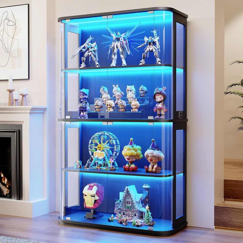 Glass Cabinet Display - Grande vitrine arrondie avec porte en