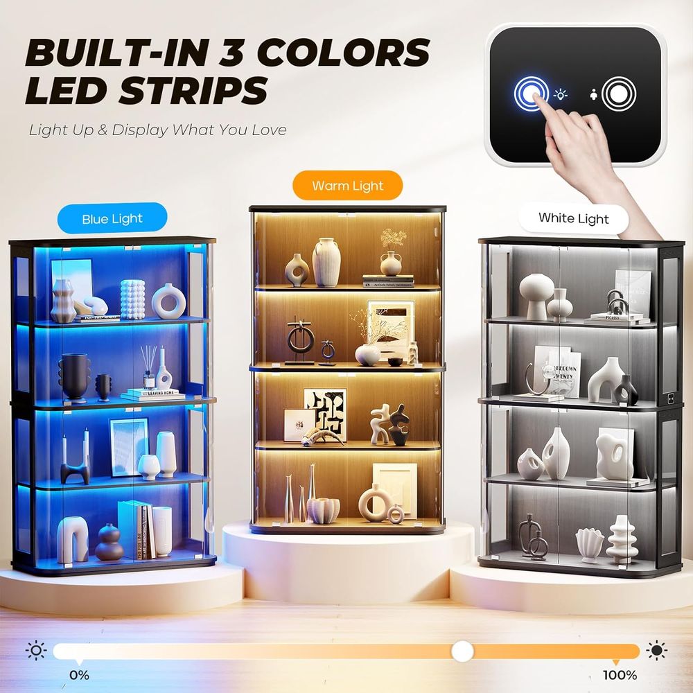 Grande vitrine arrondie avec p - Glass Cabinet Display avis et prix